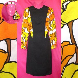 1970s vintage mod orange black dress headband size large 12